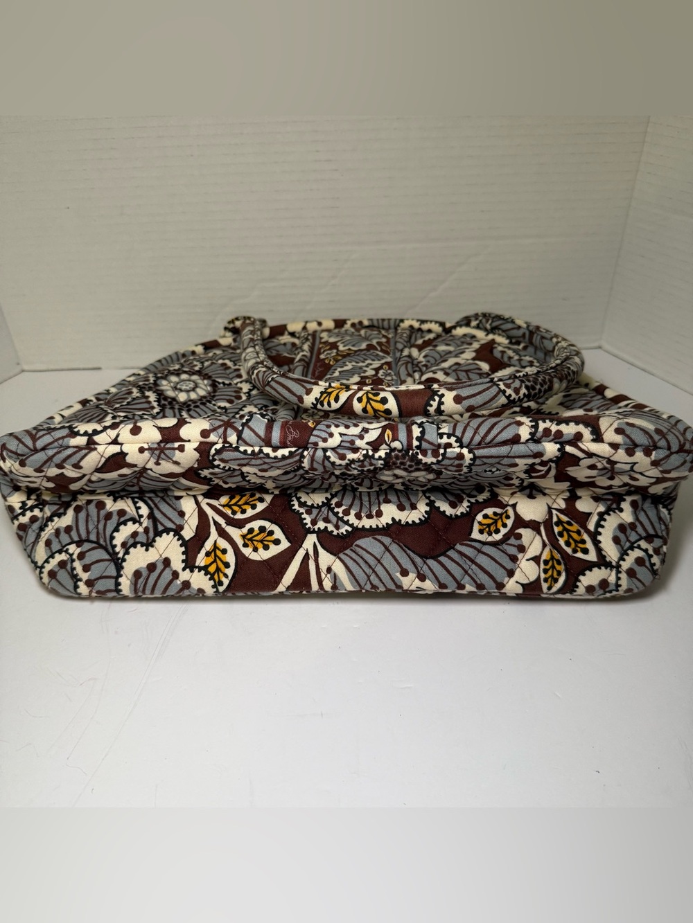 Vera Bradley Slate Blooms Handbag Retired Alice Kisslock Brown Blue Floral - Picture 5 of 10